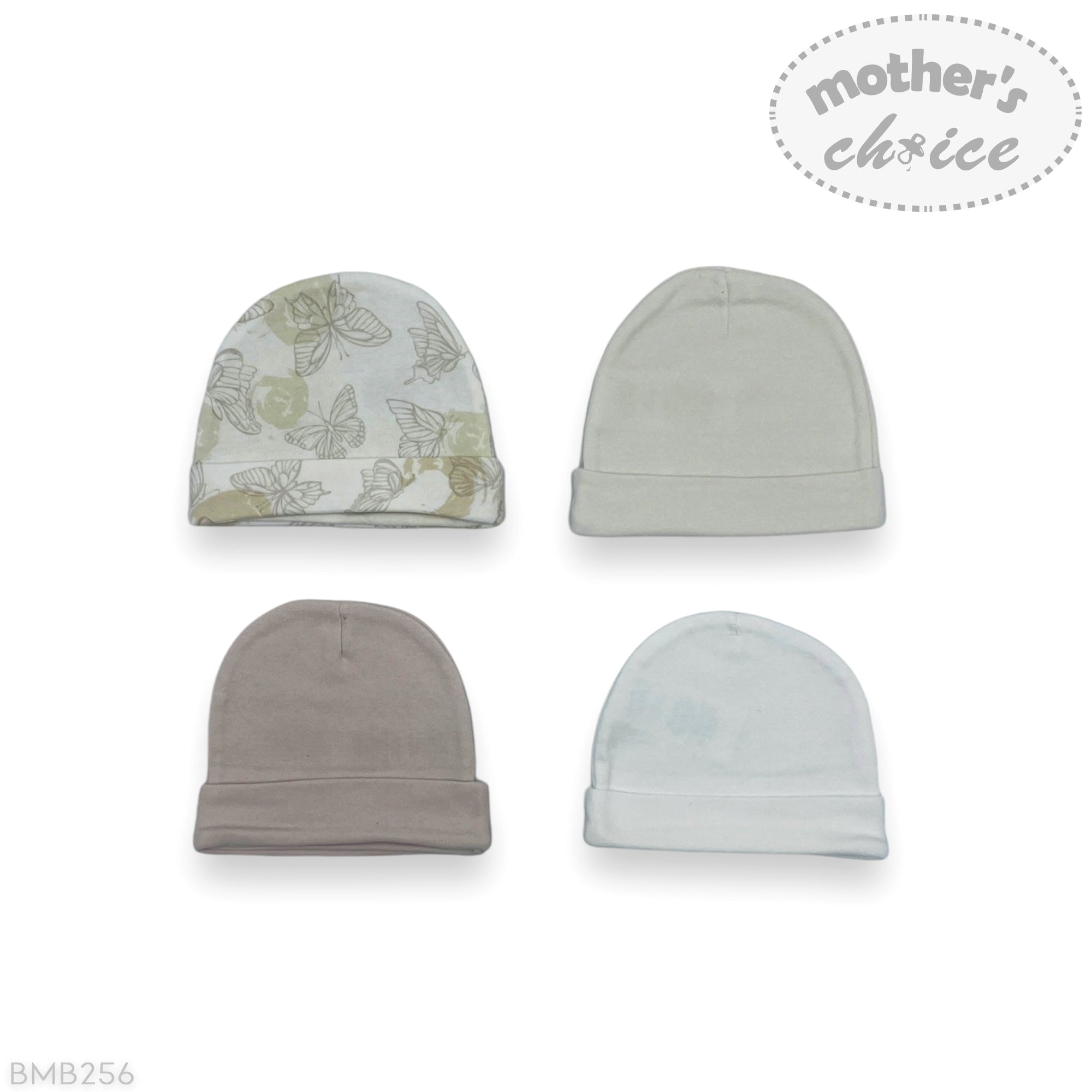 M/C 4PK BEANIE SET FLOWERS