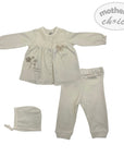 INF GIRLS NATURAL 3PC SET 'BEAUTIFUL GARDEN' 6-9M