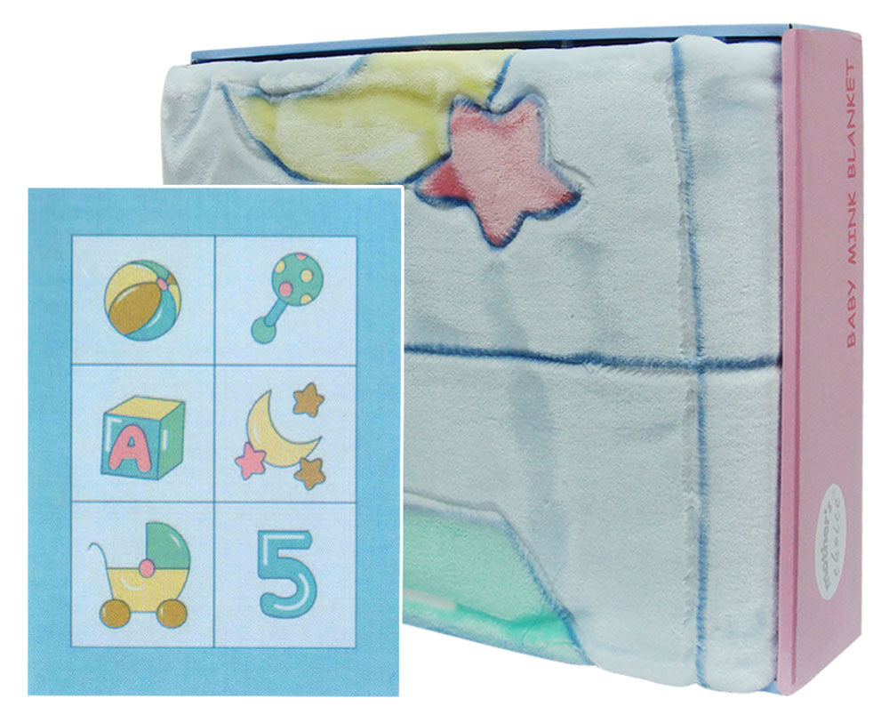MOTHERS CHOICE INFANTS CUTWORK BLANKET BLOCKS BLUE
