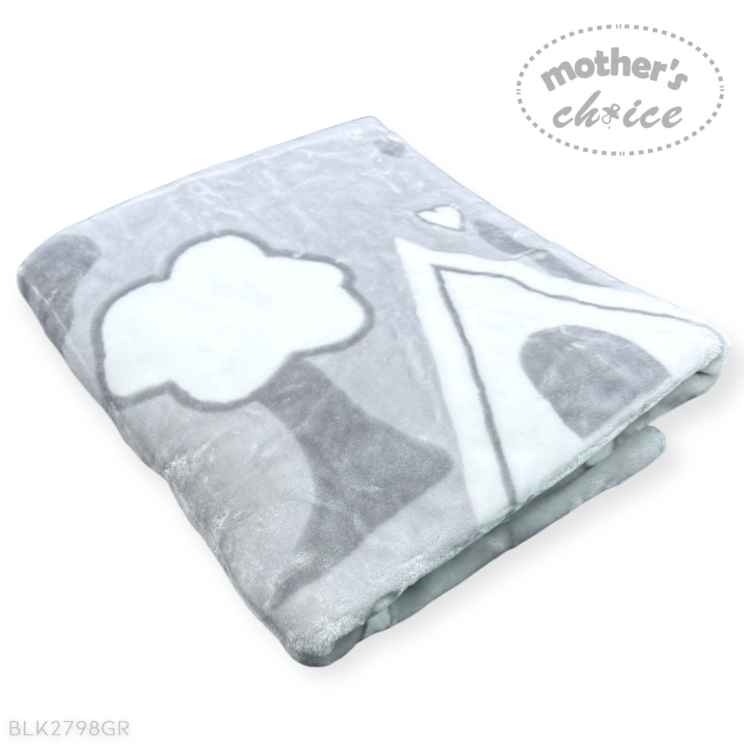 MOTHERS CHOICE INFANTS CUTWORK BLANKET HOUSE GREY/WHITE
