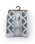 M/C SHERPA FLEECE BLANKET GREY WHITE NET DESIGN
