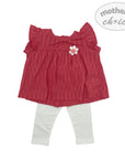 INF GIRLS 2PC SET WHT/FUSCIA 'FLOWER'  6-12M