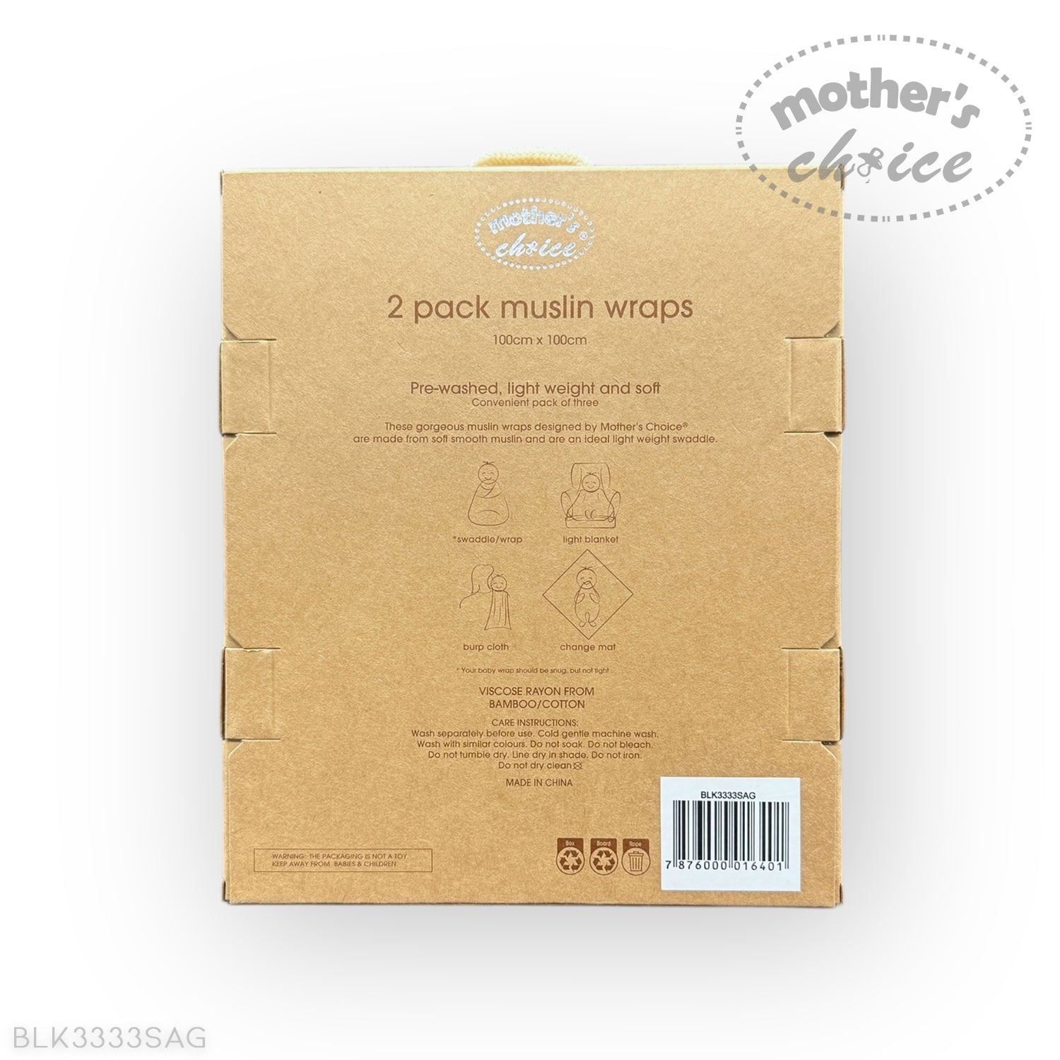 M/C BAMBOO 2PK MUSLIN WRAP SAGE