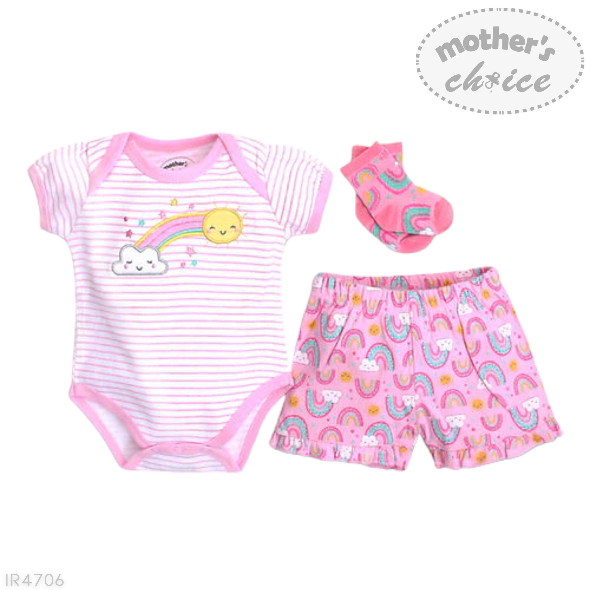 M/C 3PC SET &#39;GIRLS RAINBOW&#39; 0-3M