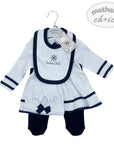 INF GIRLS 5PC NAVY SAILOR ROMPER  SET 0-3M